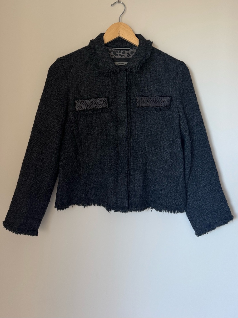 NWOT Riani Tweed Fringe Blazer